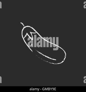 Eggplant icon drawn in chalk. Stock Vector