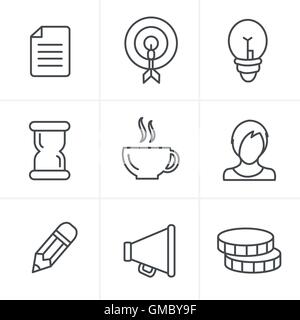 Line Icons Style   Business Icons Set, Vector Design Stock Vector