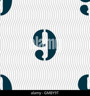 number Nine icon sign. Seamless pattern with geometric texture. Vector Stock Vector