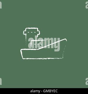 Cargo container ship icon drawn in chalk. Stock Vector