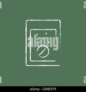 Tablet into a glass of water icon drawn in chalk. Stock Vector