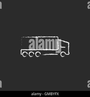 Delivery truck icon drawn in chalk. Stock Vector
