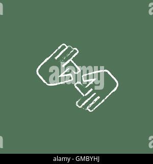 Finger language icon drawn in chalk. Stock Vector
