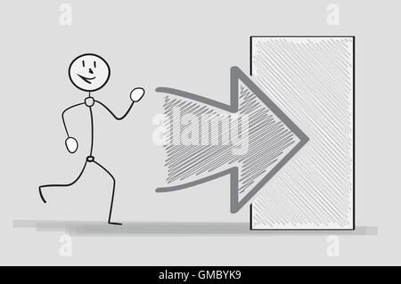 running man and door Stock Vector