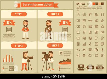 Media flat design Infographic Template Stock Vector