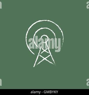 Antenna icon drawn in chalk. Stock Vector