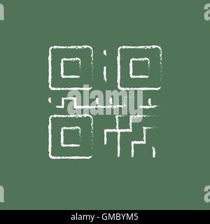 QR code icon drawn in chalk. Stock Vector