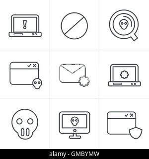 Line Icons Style  Digital criminal icons set Stock Vector