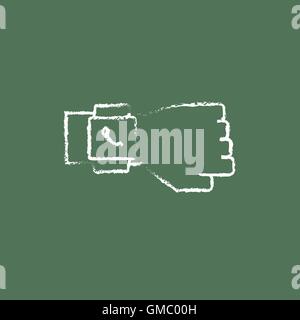 Smartwatch icon drawn in chalk. Stock Vector