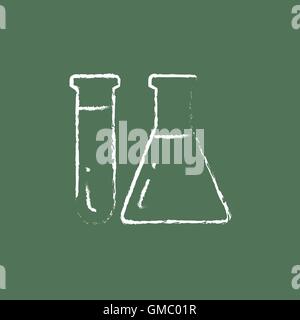 Test tubes icon drawn in chalk. Stock Vector