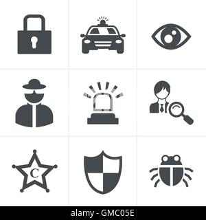 Security icon set on white background Stock Vector