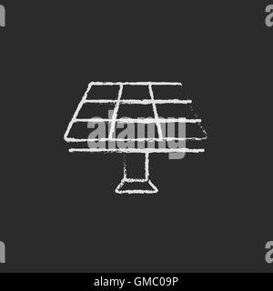 Solar panel icon drawn in chalk. Stock Vector