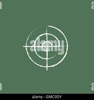 Shooting target icon drawn in chalk. Stock Vector