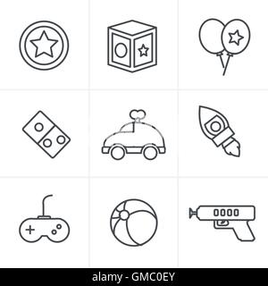 Line Icons Style  toy icons, mono vector symbols Stock Vector