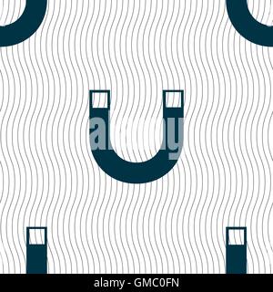 magnet sign icon. horseshoe it symbol. Repair sig. Seamless pattern with geometric texture. Vector Stock Vector