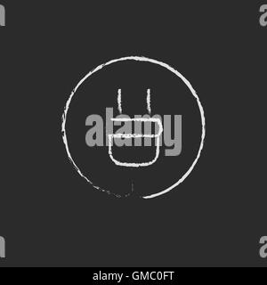 Electrical plug icon drawn in chalk. Stock Vector