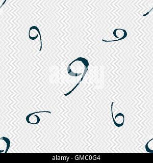number Nine icon sign. Seamless pattern with geometric texture. Vector Stock Vector