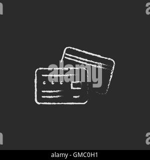 Identification card icon drawn in chalk. Stock Vector