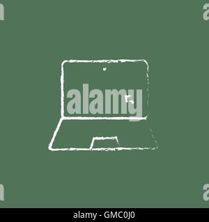 Laptop and cursor icon drawn in chalk. Stock Vector