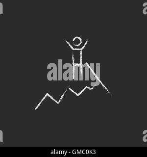 Climbing icon drawn in chalk. Stock Vector