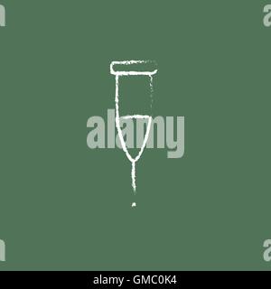 Crutch icon drawn in chalk. Stock Vector