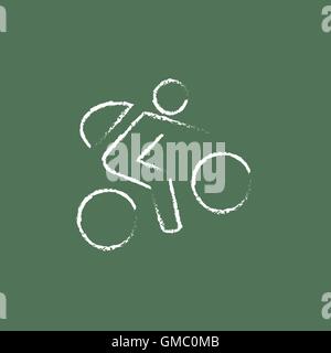 Bike and cyclist icon drawn in chalk. Stock Vector