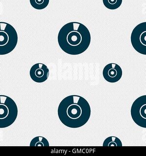 CD or DVD icon sign. Seamless pattern with geometric texture. Vector Stock Vector