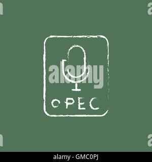 Record button icon drawn in chalk. Stock Vector