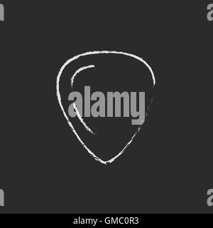 Guitar pick icon drawn in chalk. Stock Vector