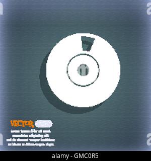 CD or DVD icon sign. On the blue-green abstract background with shadow and space for your text. Vector Stock Vector
