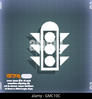 Traffic light signal icon sign. On the blue-green abstract background with shadow and space for your text. Vector Stock Vector