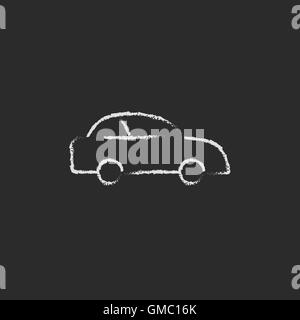 Car icon drawn in chalk. Stock Vector