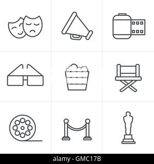 Line Icons Style Movie Icons Vector design Stock Vector