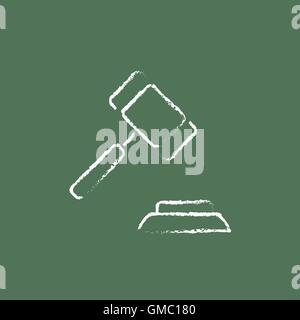 Auction gavel icon drawn in chalk. Stock Vector