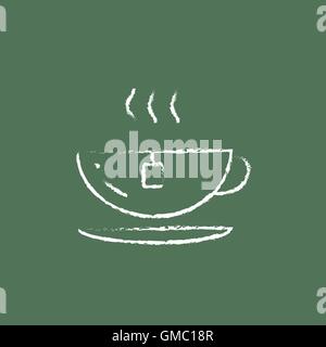 Cap of a hot tea icon drawn in chalk. Stock Vector