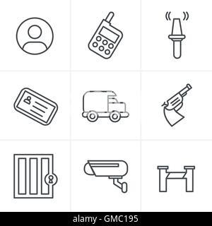 Line Icons Style  Security Icons Stock Vector