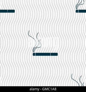 Smoking sign icon. Cigarette symbol. Seamless pattern with geometric texture. Vector Stock Vector