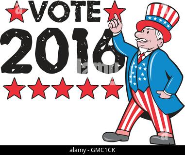 Vote 2016 Uncle Sam Hand Pointing Up Retro Stock Vector