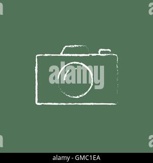Camera icon drawn in chalk. Stock Vector