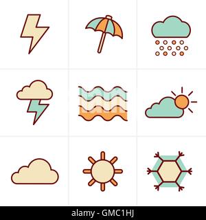 Icons Style  weather  Icons Set, Vector Design Stock Vector