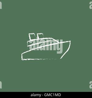 Cruise ship icon drawn in chalk. Stock Vector