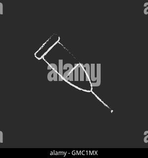Crutch icon drawn in chalk. Stock Vector