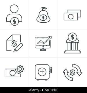 Line Icons Style  Finance icon set,vector Stock Vector