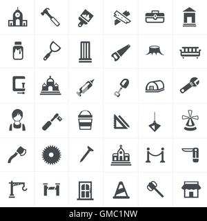 carpenter icons set. Stock Vector
