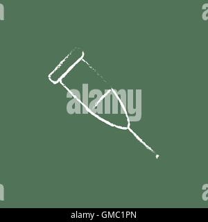 Crutch icon drawn in chalk. Stock Vector