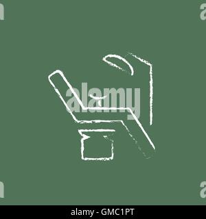 Dental chair icon drawn in chalk. Stock Vector