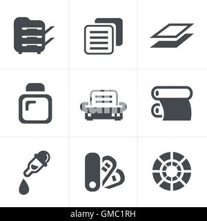 Print icons set elegant series Stock Vector