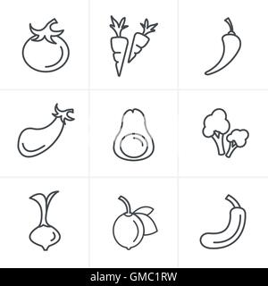 Line Icons Style  Icons set Vegetable Stock Vector
