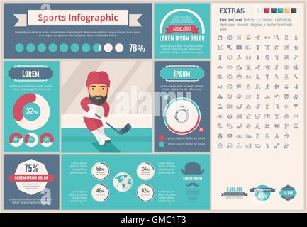 Sports flat design Infographic Template Stock Vector