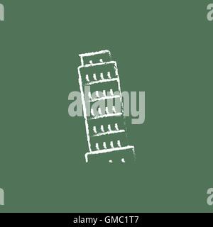 Leaning Tower of Pisa icon drawn in chalk. Stock Vector